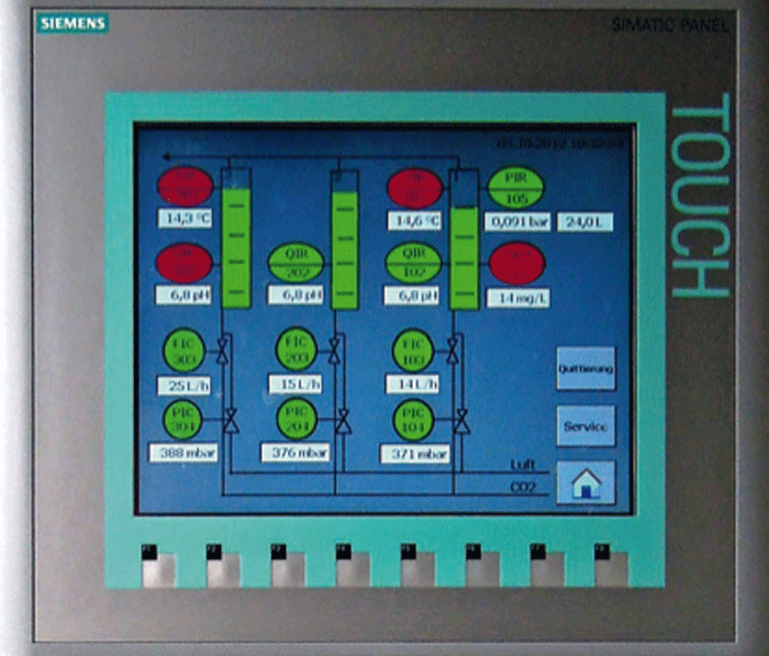 Prozessvisualisierung auf dem Anzeigedisplay der Steuerung SIMATIC S7-1200.