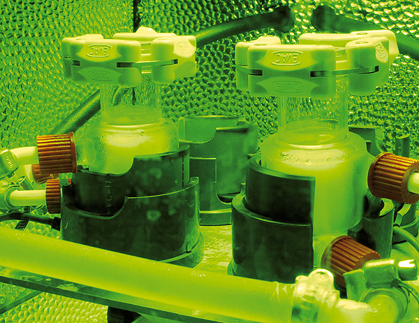 Miniaturisierte und parallelisierte UV-Glasreaktoren zur Optimierung der Nanopartikelherstellung.