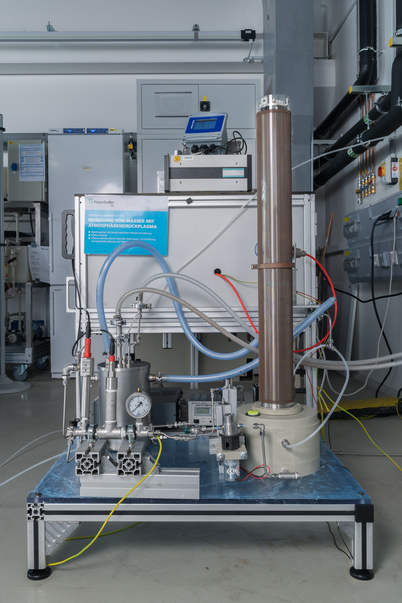 Pilot plant for the elimination of PFAS. Following the initial success of the trials, the technology is now to be optimized and scaled up for practical applications on an industrial scale.