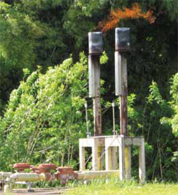 Open flares at the Franca sewage plant.