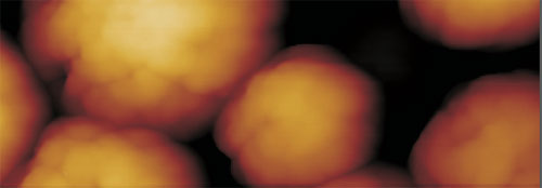 Atomic force microscopic image of embossed nanoparticles.